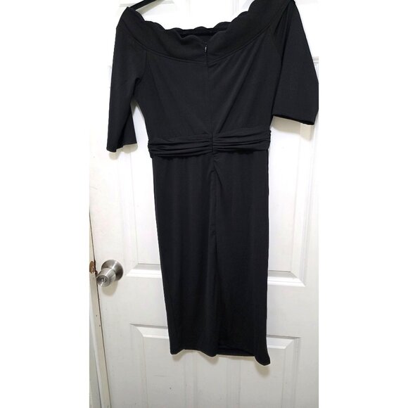 NWT Kimi + Kai Black Off Shoulder Maternity Dress Rushed Waist Detail Size S - Picture 3 of 7